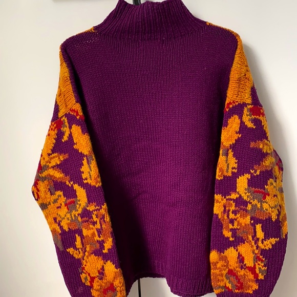 ATTITUDE I Purple & Orange Knitted Vintage Sweater - Picture 2 of 2